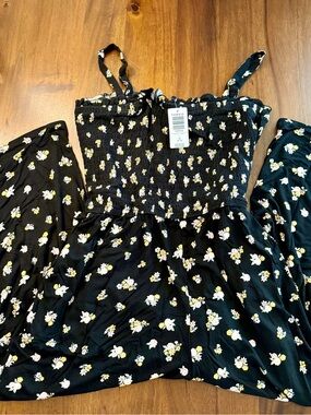 Torrid Romper Black Floral Smocked Maxi Dress